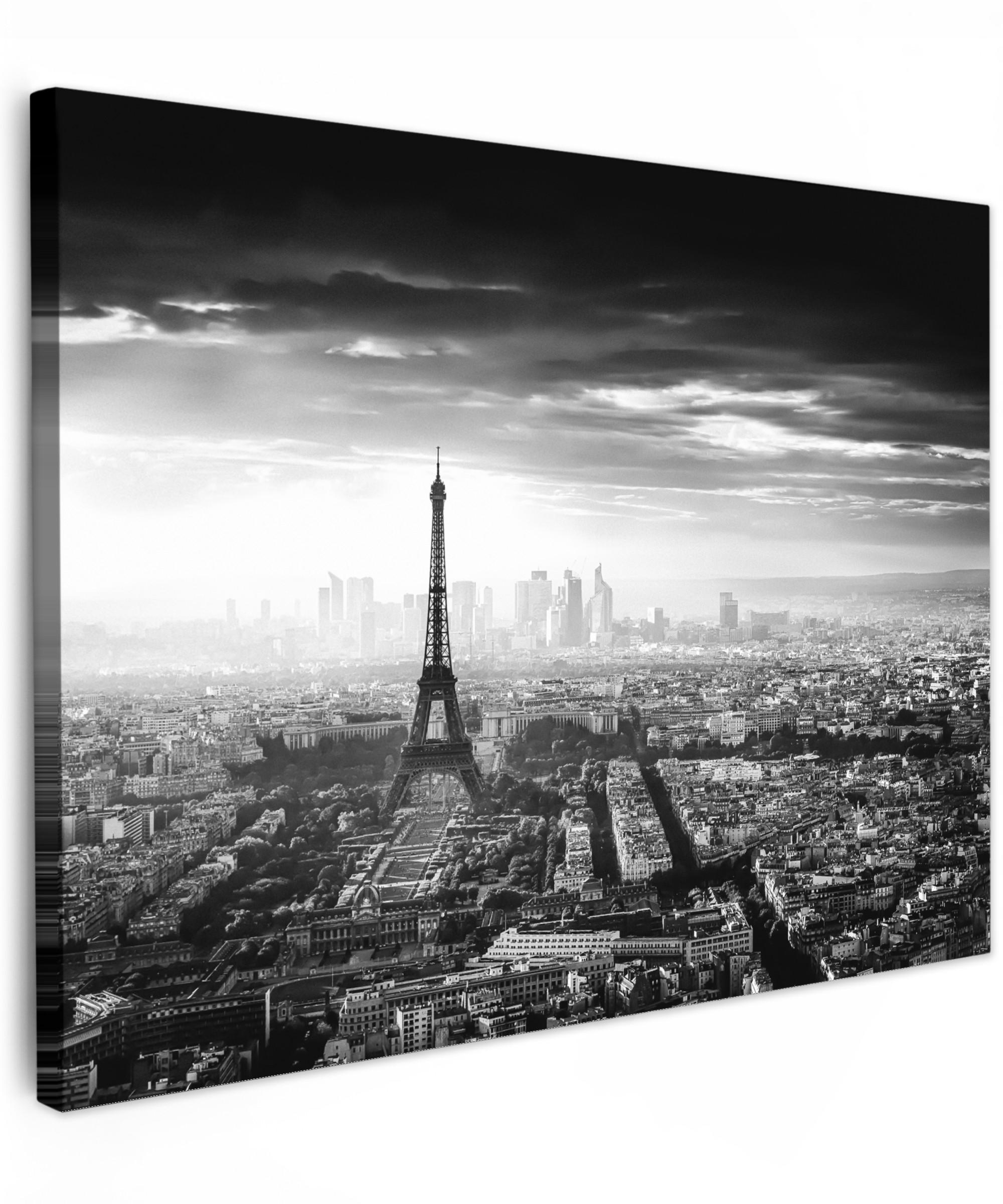 LEINWANDBILD Paris - Skyline - Eiffelturm - Stadt - Wolken 40x30 cm - Dunkelgrau, Textil (40/30cm) - MuchoWow