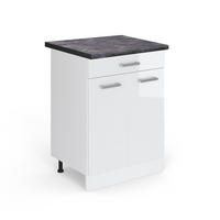 KÜCHENUNTERSCHRANK R-Line Weiß Hochglanz 60 cm mit Schublade AP Anthrazit - Weiß Hochglanz/Weiß, Holzwerkstoff (60/81.6/60cm) - Vicco