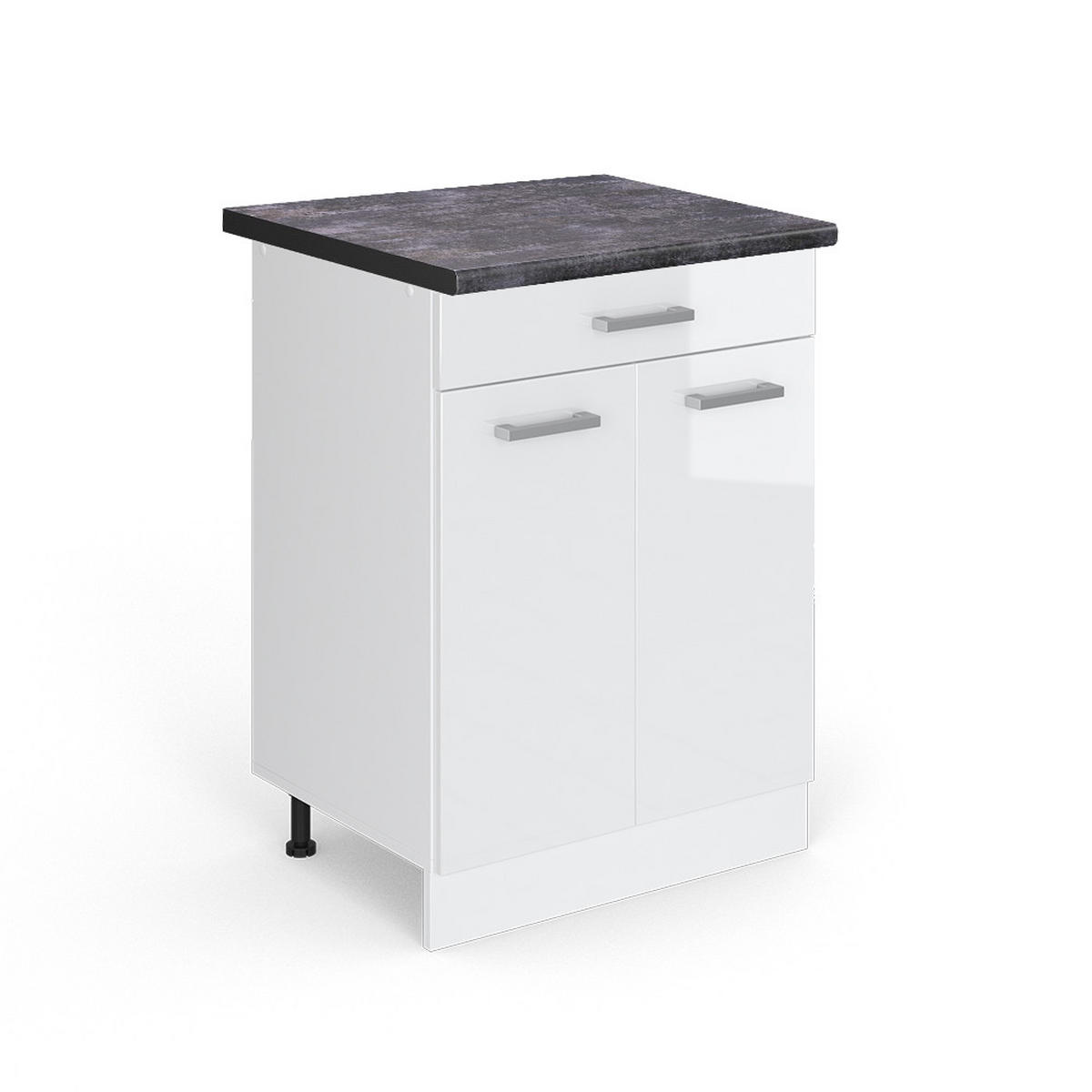 KÜCHENUNTERSCHRANK R-Line Weiß Hochglanz 60 cm mit Schublade AP Anthrazit - Weiß Hochglanz/Weiß, Holzwerkstoff (60/81.6/60cm) - Vicco