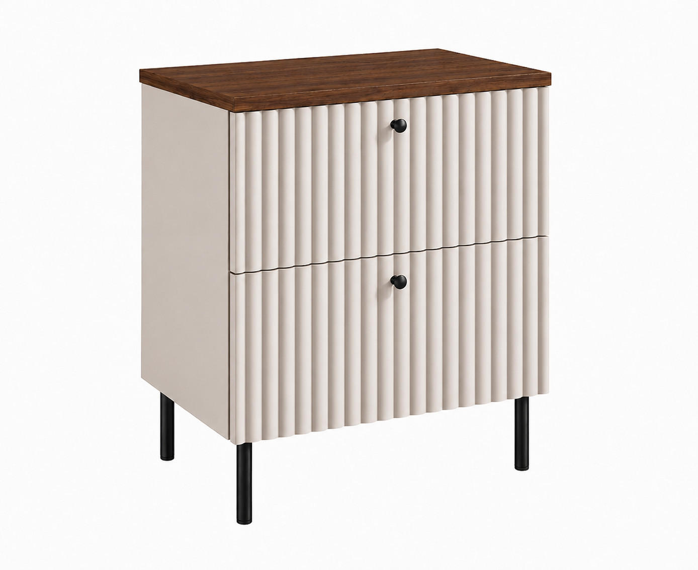 BADEZIMMERSCHRANK: Kaschmir / Platte Nusseiche / Griffe Schwarz / Beine Schwarz, 60 x 44,4 x 73,6 cm - Kaschmir/Schwarz, Holzwerkstoff (60/73.6/44.4cm) - 3XE LIVING