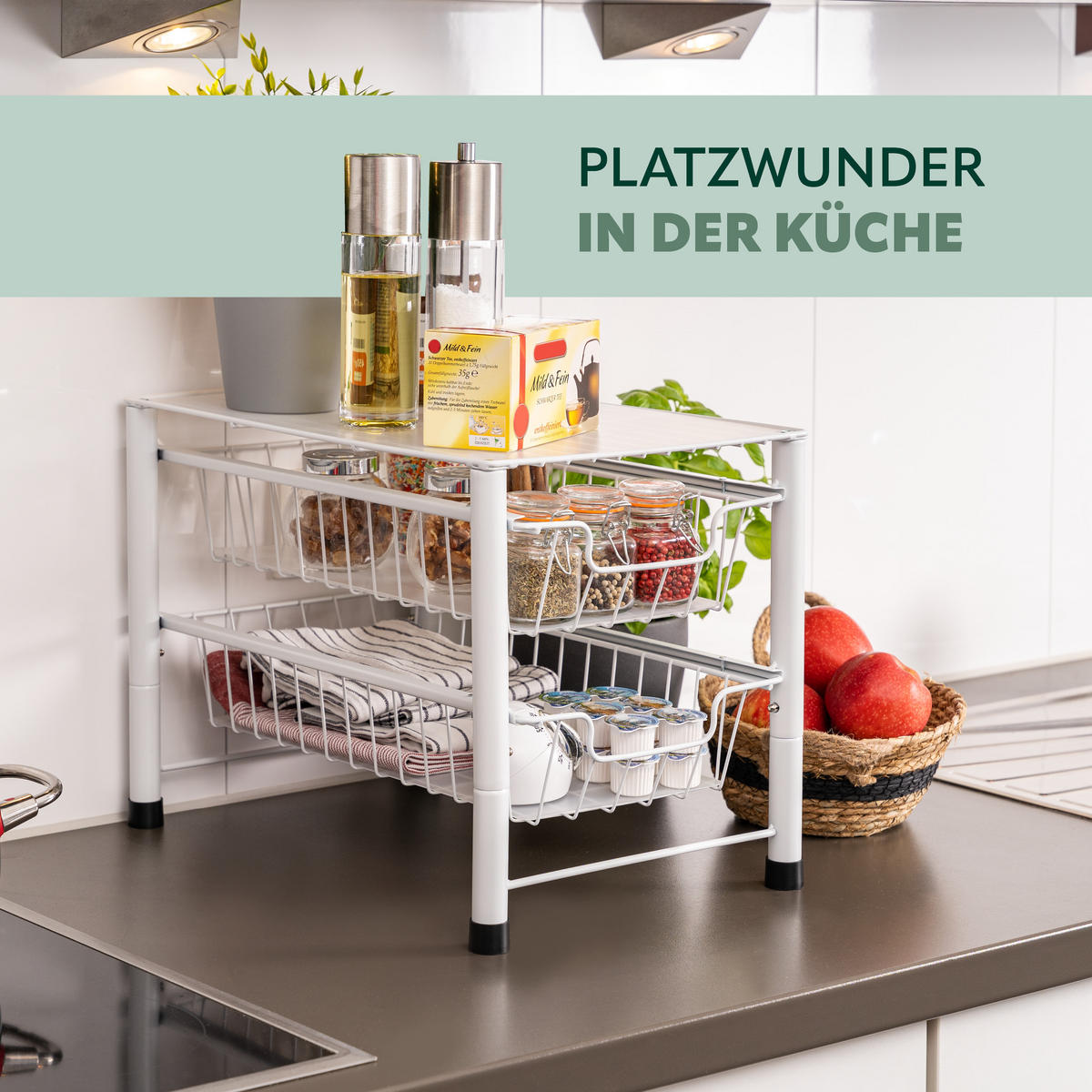 SCHUBLADENREGAL, weiß, Metall, Kunststoff - Weiß, Metall (27.5/31/42.5cm) - bremermann