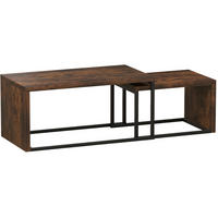COUCHTISCH-SET 90/48/42 cm & 59/42/36 cm aus Holzwerkstoff mit Metallgestell - Braun, Holz (90/48/42cm) - Flora Grace