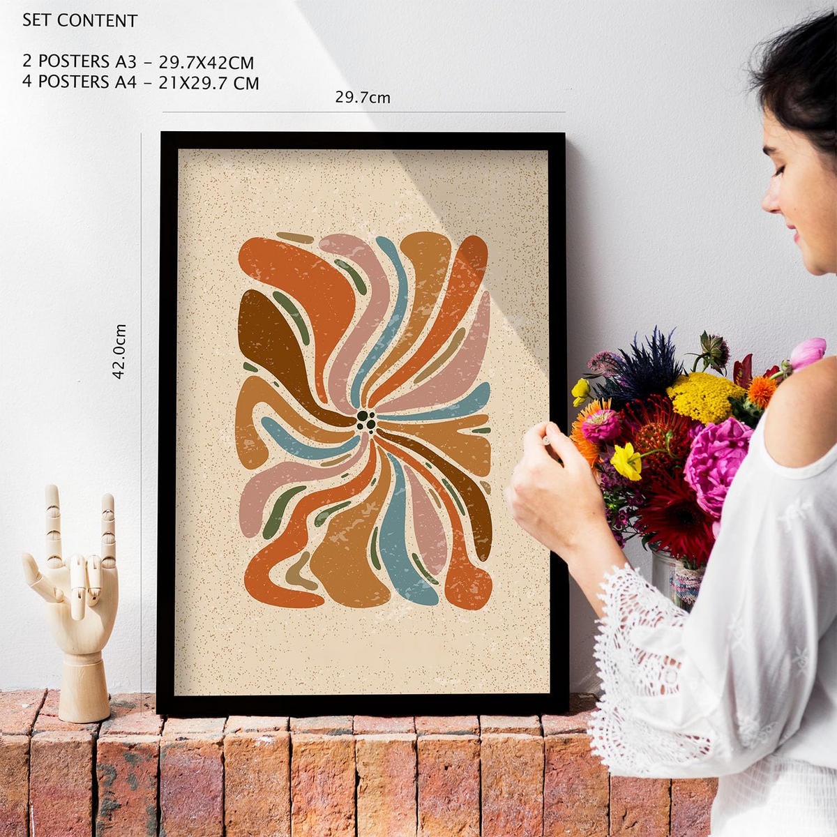 POSTER Set Mit 6 ethnische Bewegung Größe A3 & A4 Schwarzer Rahmen - Schwarz, Papier (29.7/1cm) - Nacnic
