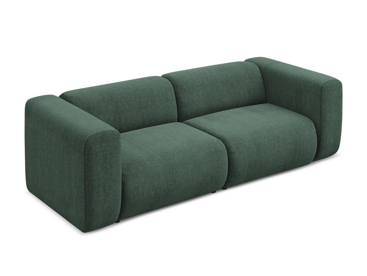 3-SITZER SOFA Chenille Stoff Grün - Schwarz/Grün, Kunststoff/Textil (228/70/89cm) - Makamii