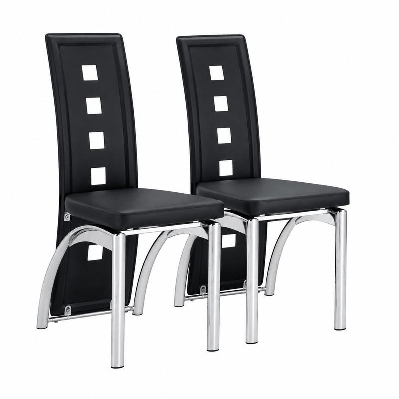 ESSZIMMERSTUHL 2er-Set mit Lochmuster 102,5 cm PU-Leder Schwarz - Schwarz, Metall (49/102.5/43cm) - Meubliv