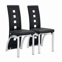 ESSZIMMERSTUHL 2er-Set mit Lochmuster 102,5 cm PU-Leder Schwarz - Schwarz, Metall (49/102.5/43cm) - Meubliv