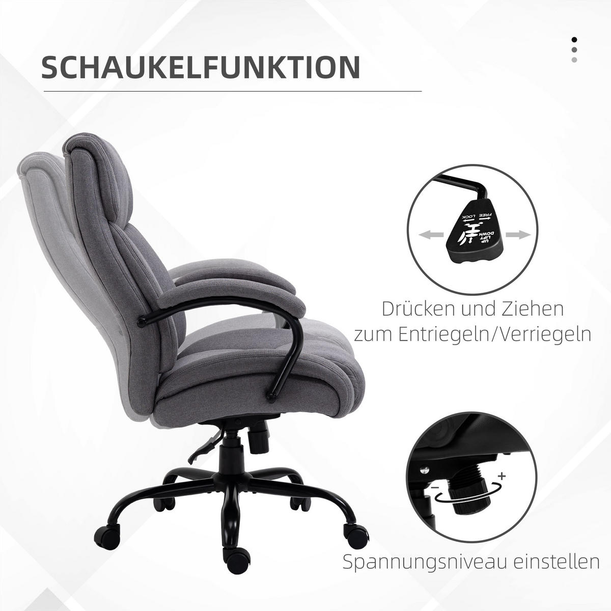 BÜROSTUHL Schreibtischstuhl höhenverstellbar Belastbarkeit 220 kg Hellgrau - Hellgrau, Kunststoff (72.5/118/83cm) - Vinsetto