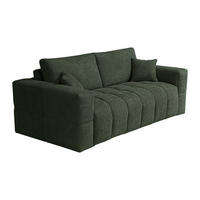 SCHLAFSOFA 4-Sitzer mit Matratze – Bouclé-Stoff – Grün – Liegefläche 160 cm – Matratze 13 cm – ISSORO - Grün, Textil (235/90/105cm) - Vente-Unique