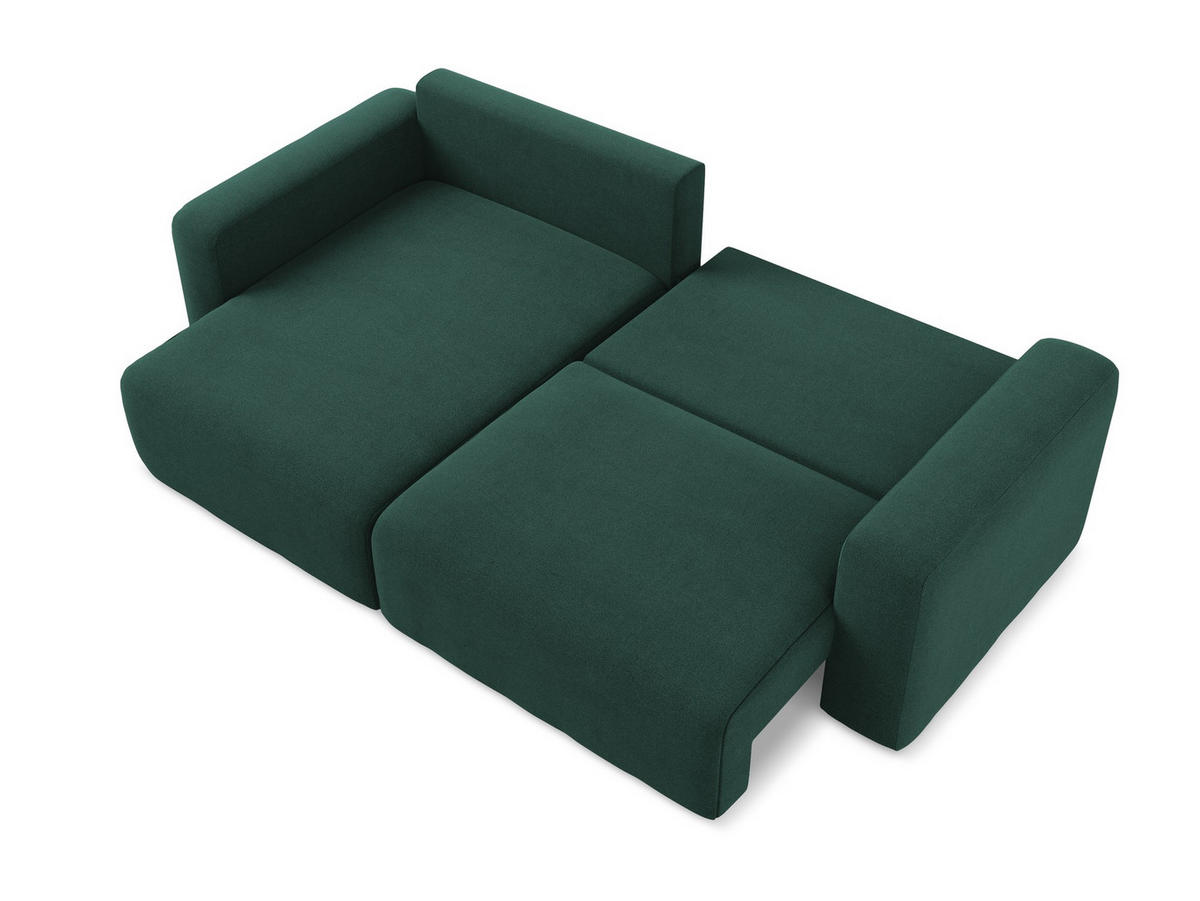 ECKSOFA mit Schlaffunktion links Strukturstoff Stoff Grün - Dunkelgrün/Schwarz, Kunststoff/Textil (149/244cm) - Makamii
