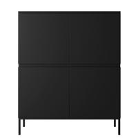 HIGHBOARD Bemmi Schwarz mit schwarzen Beinen 4-türig 100 cm - Schwarz, Holzwerkstoff/Metall (100/122/35cm) - Selsey
