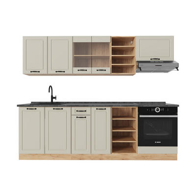 Vicco Küchenzeile Beige, Honigeiche 240x206.8x60 cm