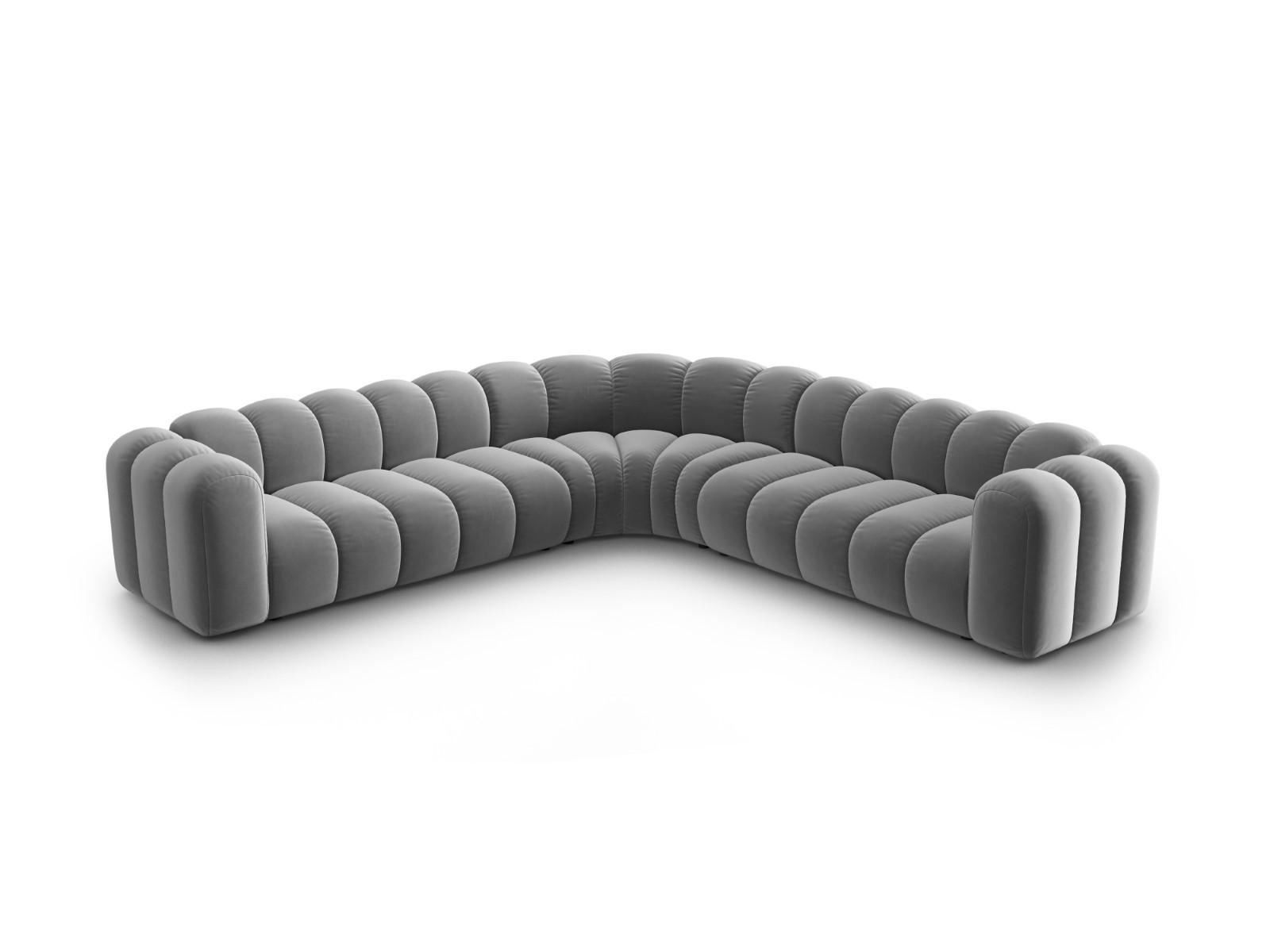 ECKSOFA symmetrisch modular Lupine aus Samt grau 5 Sitzplätze - Grau, Textil (309/309cm) - Micadoni