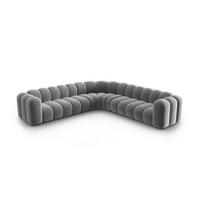 ECKSOFA symmetrisch modular Lupine aus Samt grau 5 Sitzplätze - Grau, Textil (309/309cm) - Micadoni