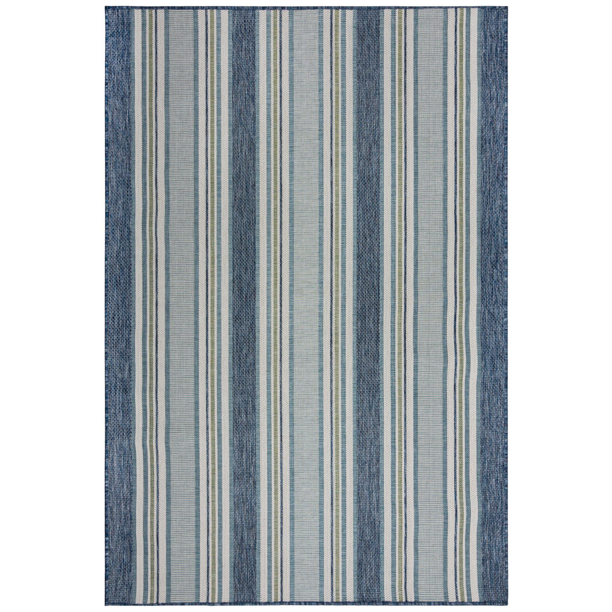 TEPPICH Outdoor Streifen Muster, Geometrisch, Terrasse schmutzabweisend Blau-Grün Rechteckig 200x290 - Blau, Textil (200/290cm) - KADIMA DESIGN