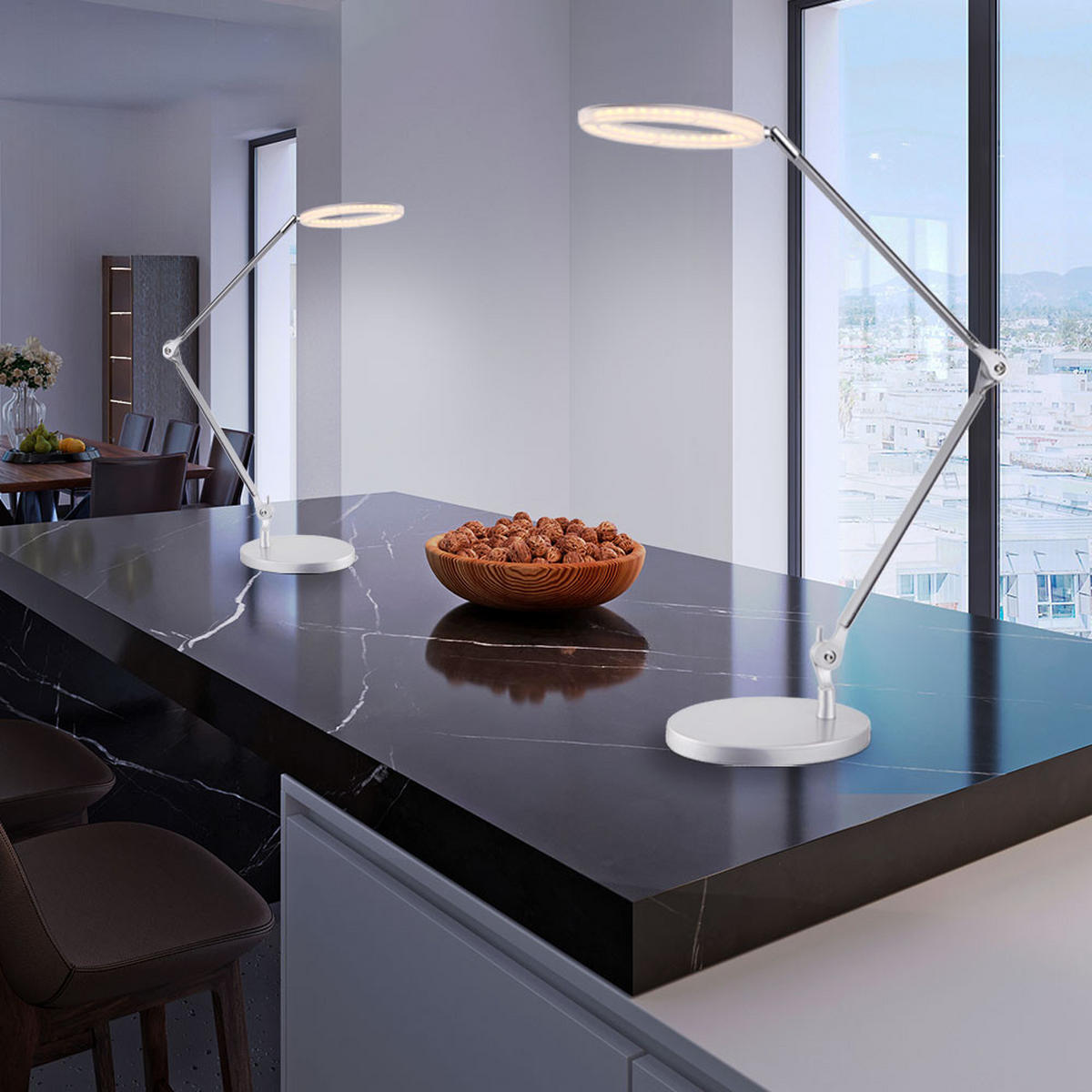 LED TISCHLEUCHTE ACE Silber satiniert - Silberfarben, Metall (8.4/8.4/80cm) - Globo Lighting