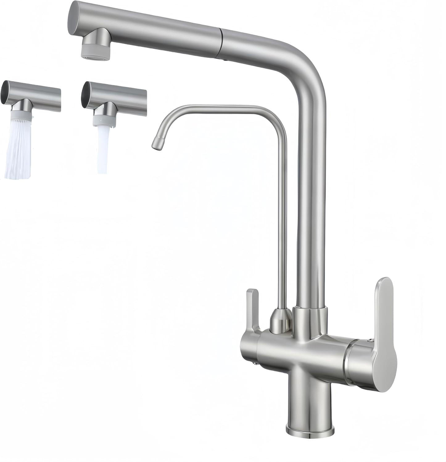 KÜCHENARMATUR 3-Wege, 360° schwenkbar, verchromt - Silberfarben, Metall (16.5/38/22cm) - TVTIUO