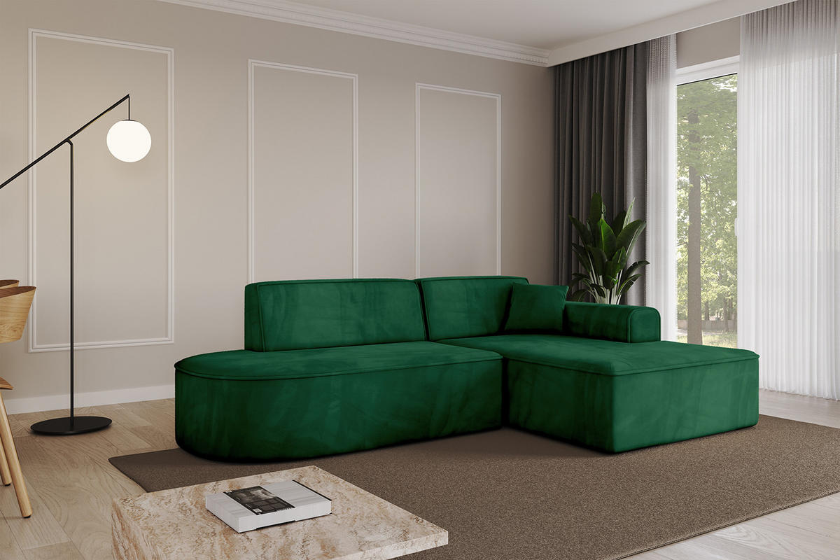 ECKSOFA Ottomane Rechts IREA-L1-v3 - 234x171x79 cm Grün - Grün, Holzwerkstoff/Textil (171/234cm) - ALTDECOR