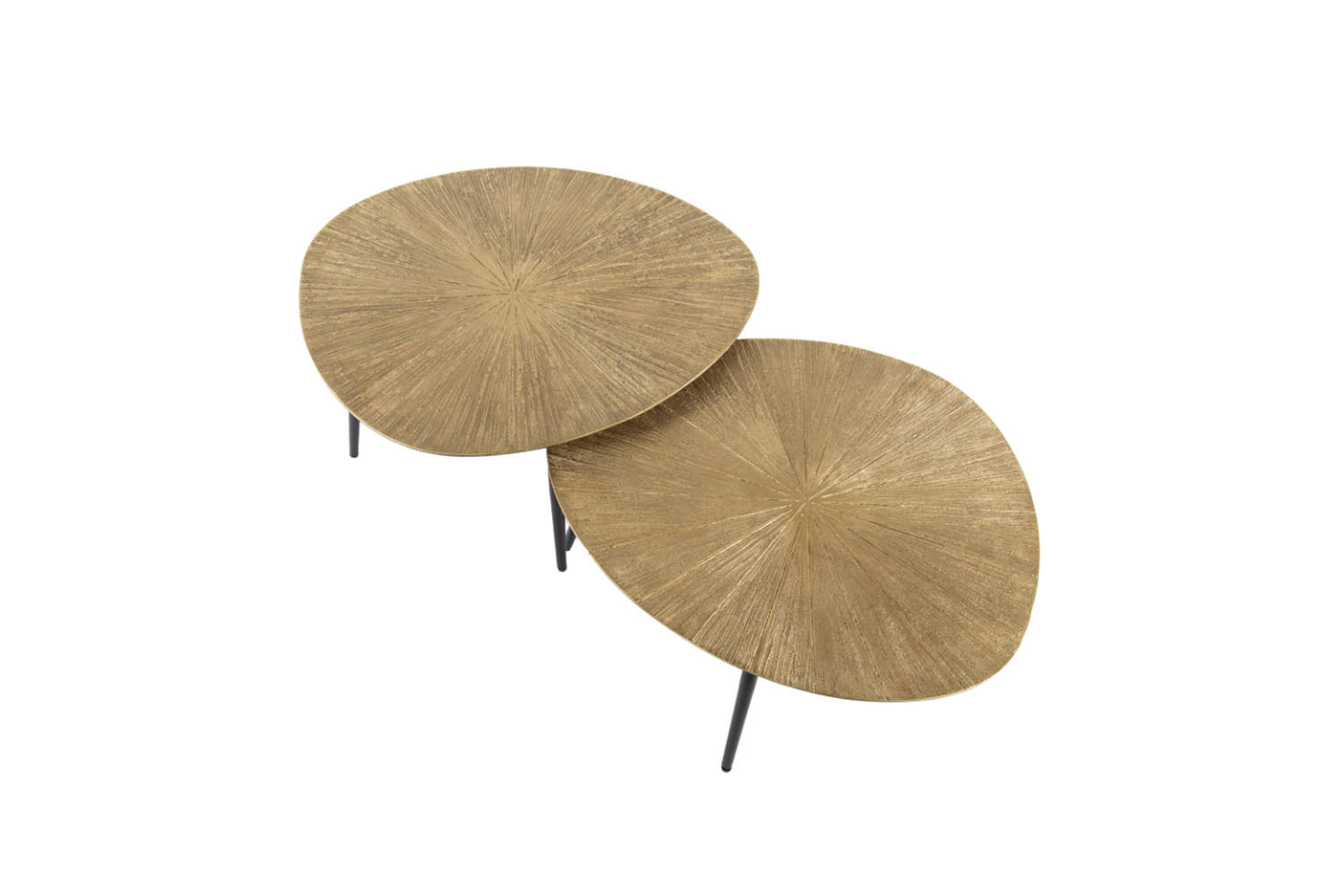 COUCHTISCH-SET TIBALI Bronze Metall - Schwarz/Bronzefarben, Metall (77/60/43cm) - KAWOLA