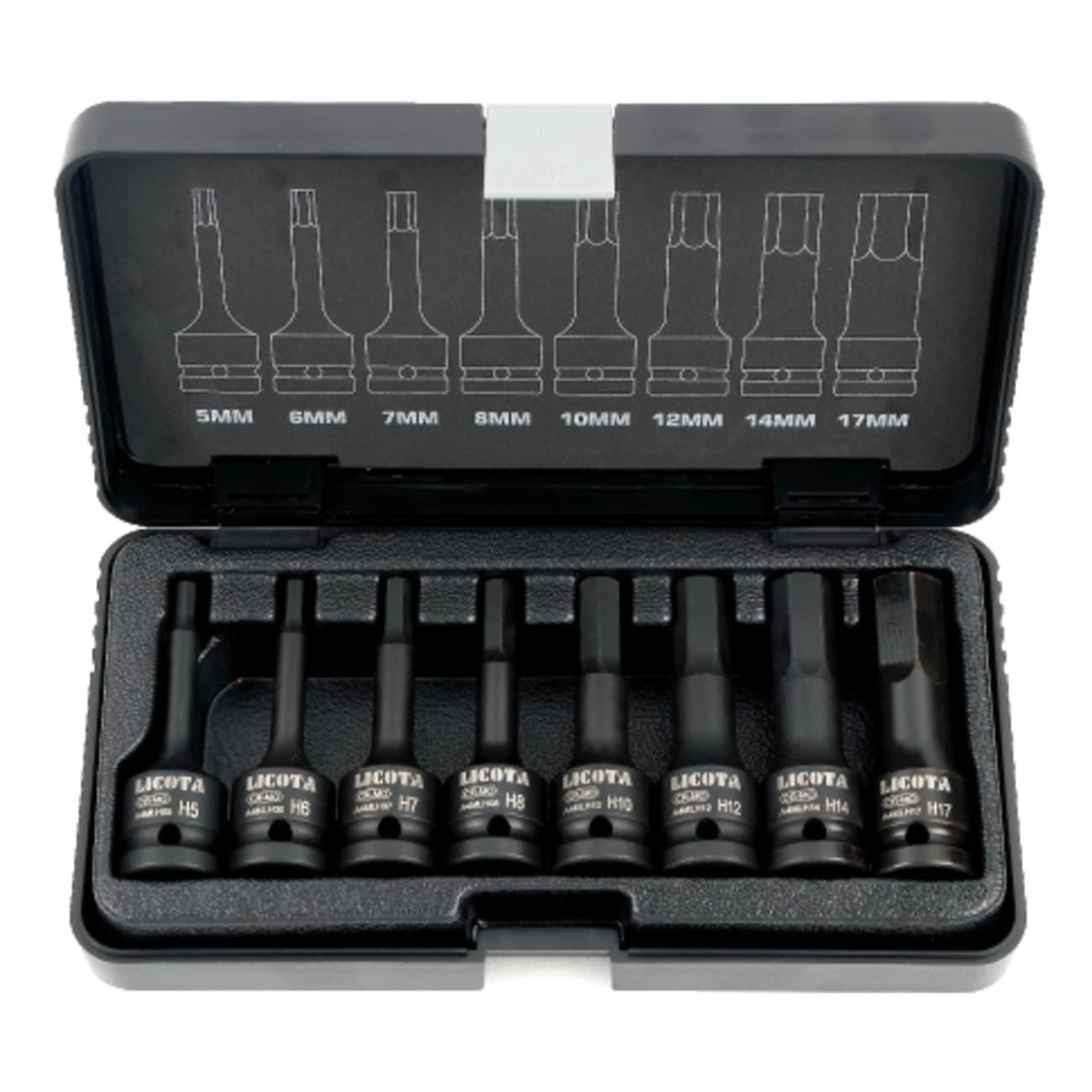 NUSSSATZ Schlagschrauber, 8-teilig, 3/8 Zoll, Ribe, Cr-Mo - Brombeere, Metall (25/10/6cm) - BONI-SHOP