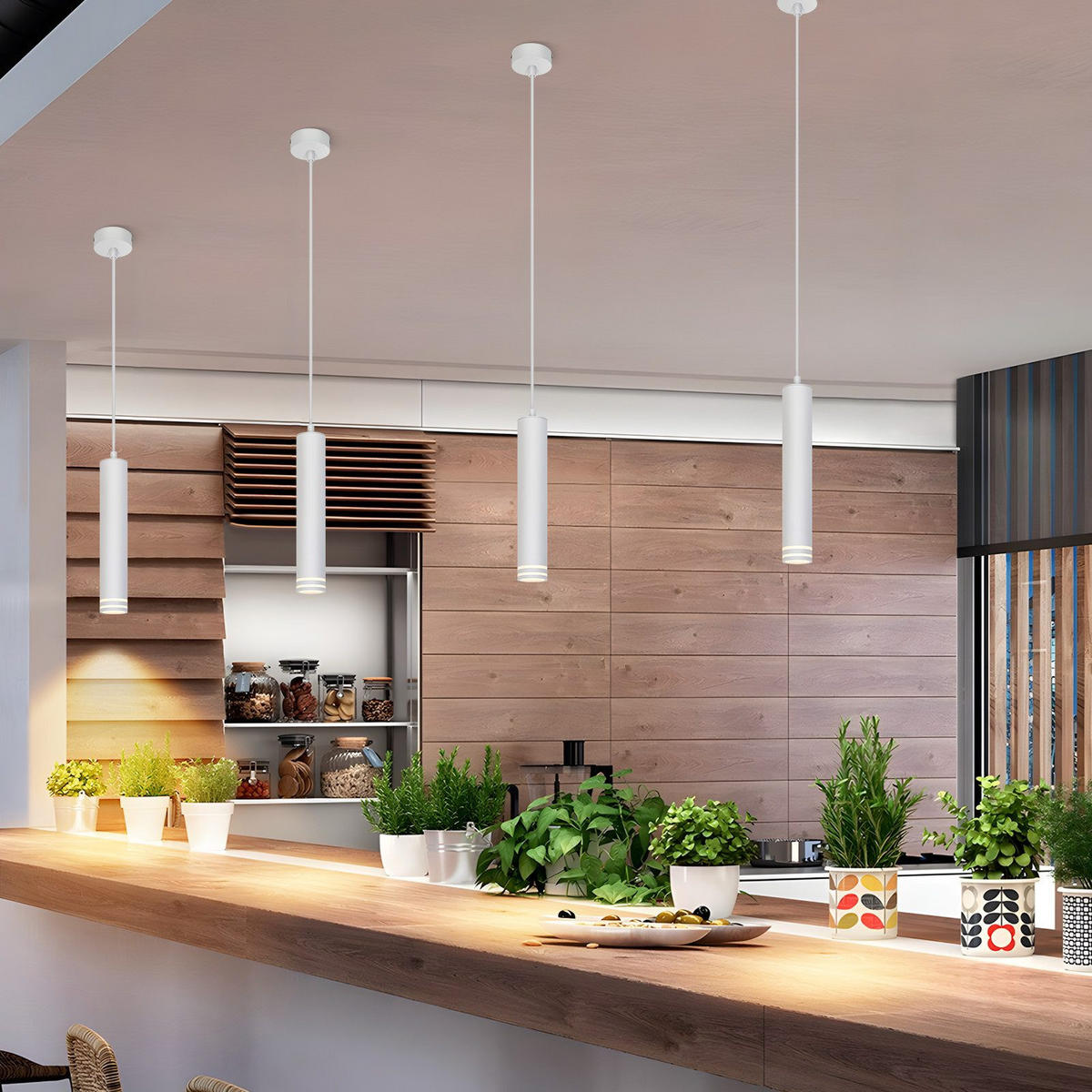 PENDELLEUCHTE BLACK Ⅲ 155/30/6 cm - Weiß, Metall (155/30/6cm) - Nettlife