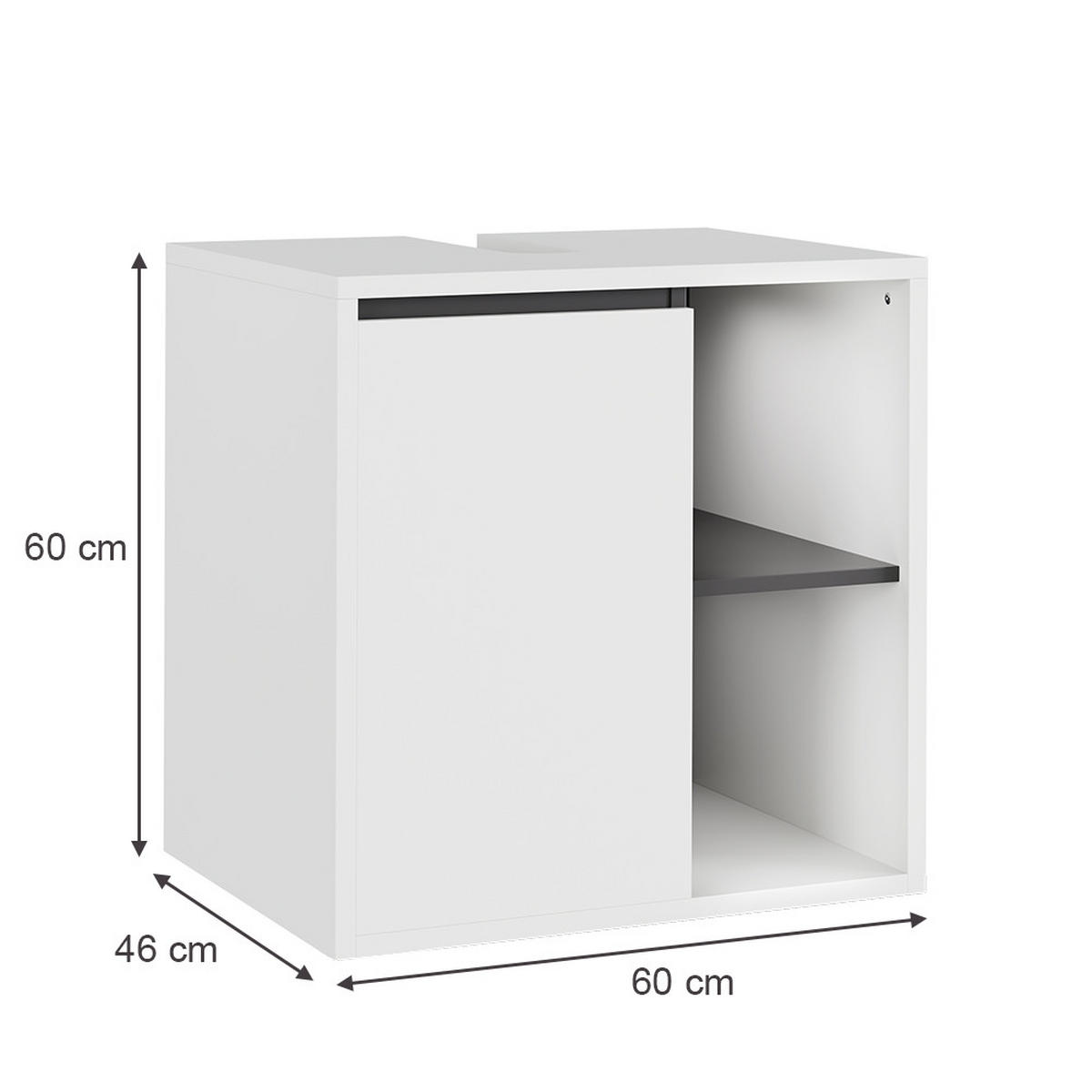 WASCHBECKENUNTERSCHRANK Viola Weiß/Grau 60 x 60 cm mit offenen Regalen - Weiß/Grau, Holzwerkstoff (60/60/46cm) - Vicco
