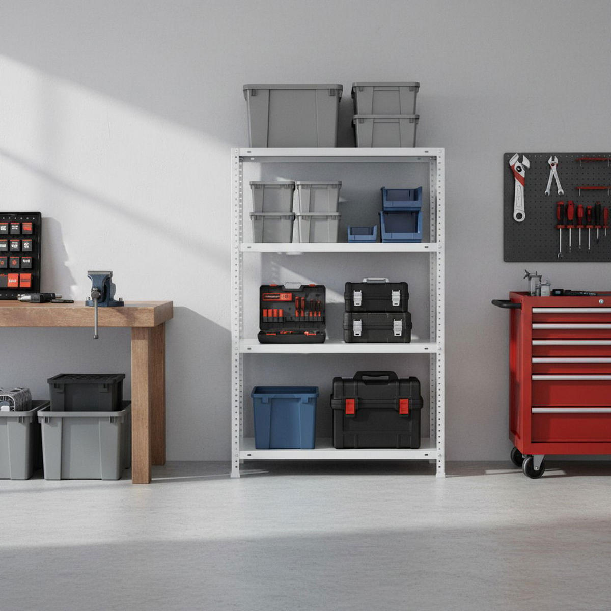 SCHRAUBREGAL PANDA MID | HxBxT 150x90x50cm | 4 Fachböden | Fachlast 100kg | Weiß - Weiß, Metall (90/150/50cm) - PROREGAL