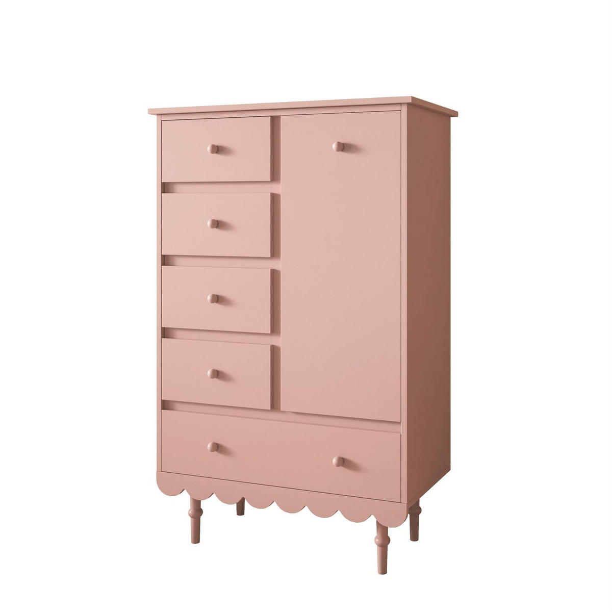 HOCHKOMMODE BABUSHKA mit Schubladen, Natürlich Rosa - Rosa, Holzwerkstoff (84/140/50cm)