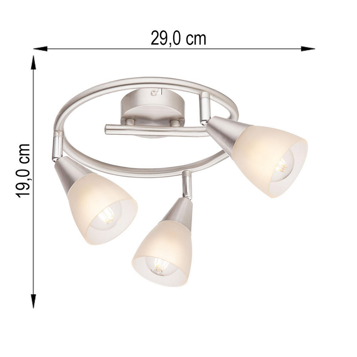 DECKENLEUCHTE Metall Silber schwenkbar - Silberfarben, Glas (29/29/19cm) - Globo Lighting