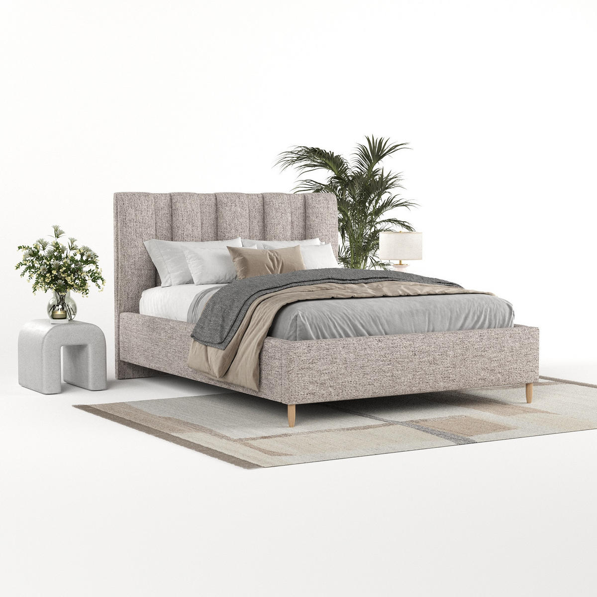 POLSTERBETT Loom 180/200 cm Beige im Neve Stoff - Beige/Naturfarben, Holz/Holzwerkstoff (180/200cm) - AltaBeds