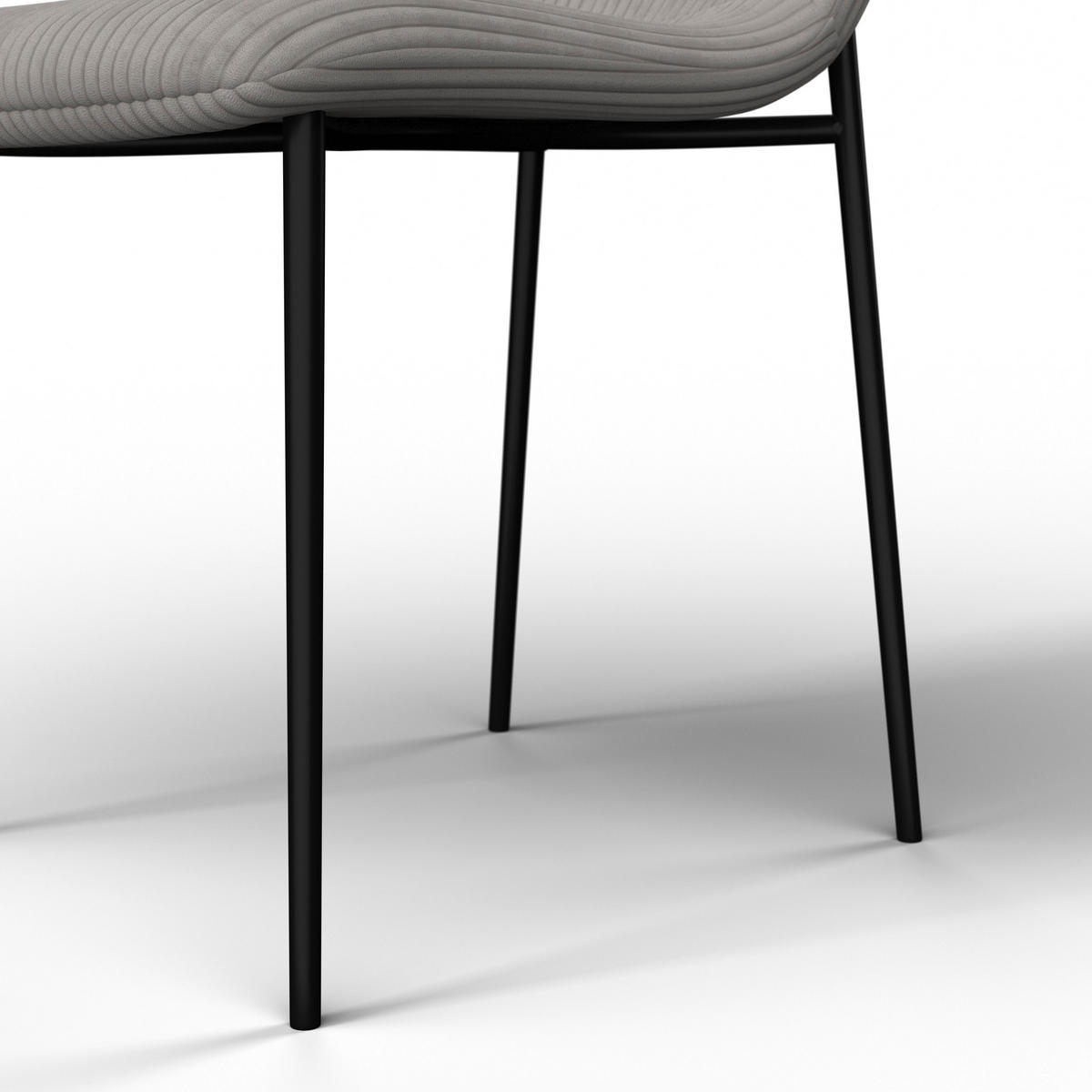STUHL Amy Hellgrau Cord Gepolstert - Hellgrau, Holz (45/85/55cm) - Bessagi Home