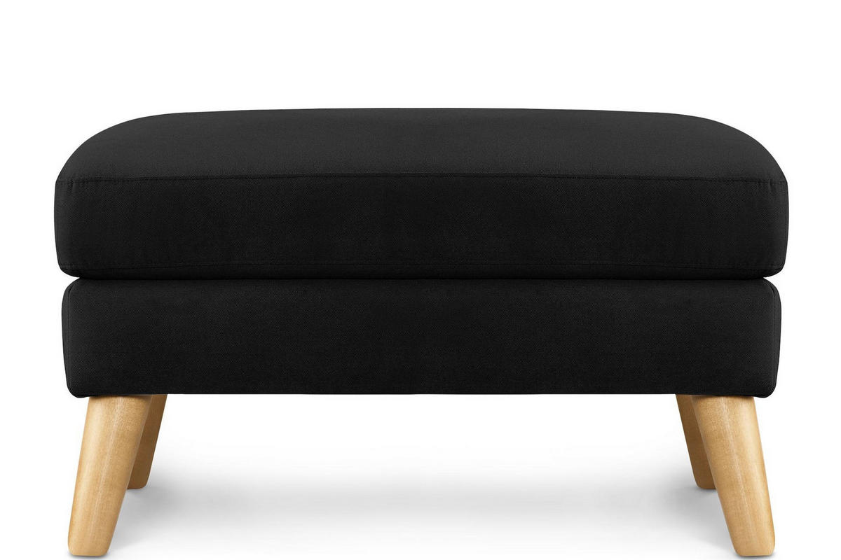 SITZHOCKER TAGIO Pouffe, schwarz - Schwarz/Braun, Buchenholz/Textil (65/46/80cm) - KONSIMO®