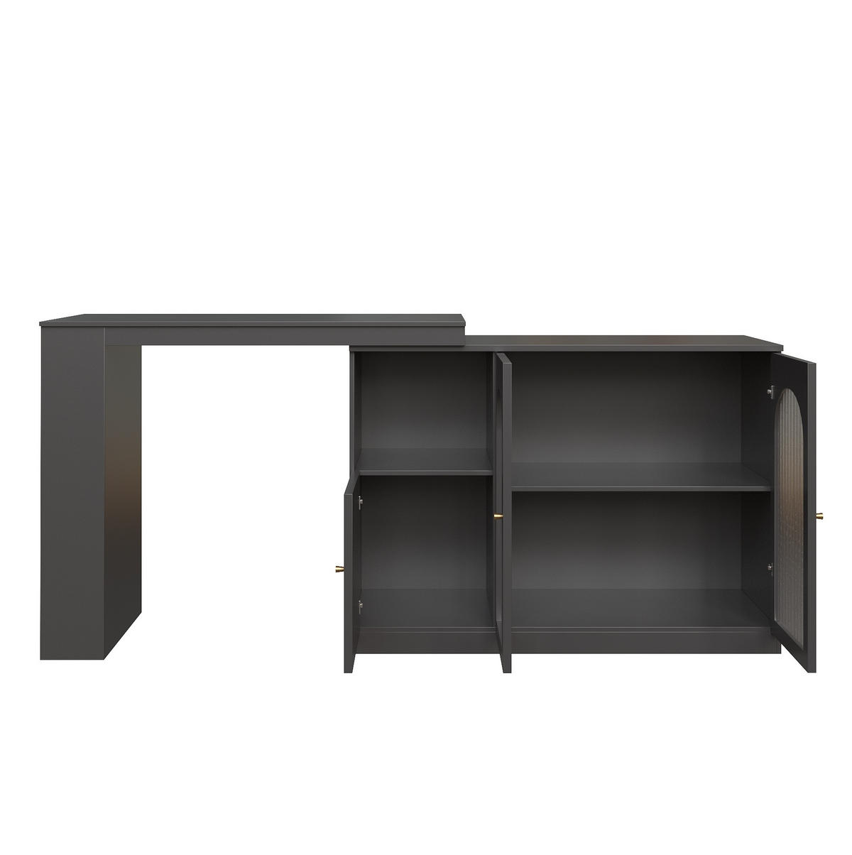 BAROVÝ stôl z MDF, 120/40/97 cm čierny, otočný o 360° s úložným priestorom - čierna, kompozitné drevo (120/40/103cm) - BEAOK