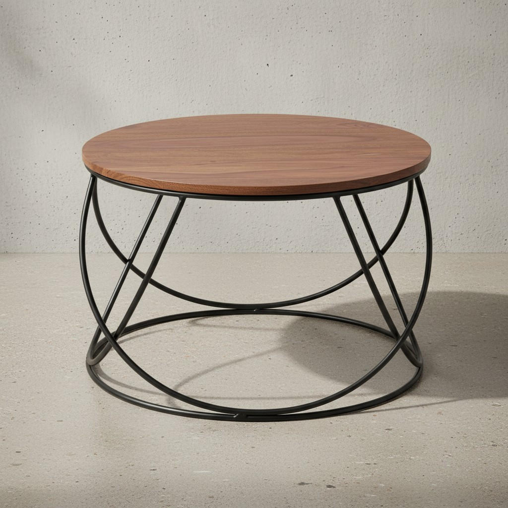 COUCHTISCH Industriestil in Braun, Sheesham-Massivholz Handgefertigt - Schwarz/Braun, Holz/Metall (60/60/40cm) - KADIMA DESIGN