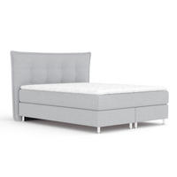 BOXSPRINGBETT Minori Hellgrau 200/200 cm mit Latex-Topper - Silberfarben/Hellgrau, Holz/Holzwerkstoff (200/200cm) - Maison de Reve