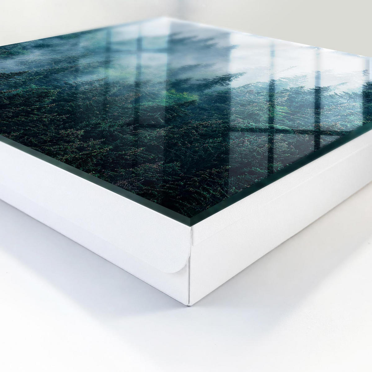 SCHLÜSSELBOX Weiß 30x30 cm – Türöffnung nach rechts - Grüner Wald - Grün, Metall (30/30/5cm) - TULUP