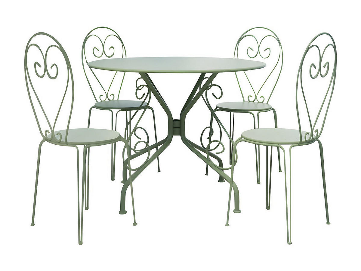 GARTENESSGRUPPE im Set - 4 -Sitzer - Metall - mandelgrün - GUERMANTES - Grün, Metall - Vente-Unique