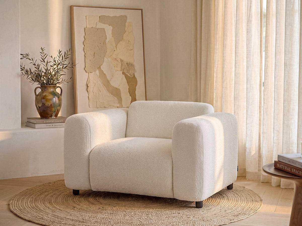 SESSEL mit gerader Rückenlehne - 1 Person - stoff - weiß Pogni - Weiß, Textil (130/67/97cm) - Vente-Unique