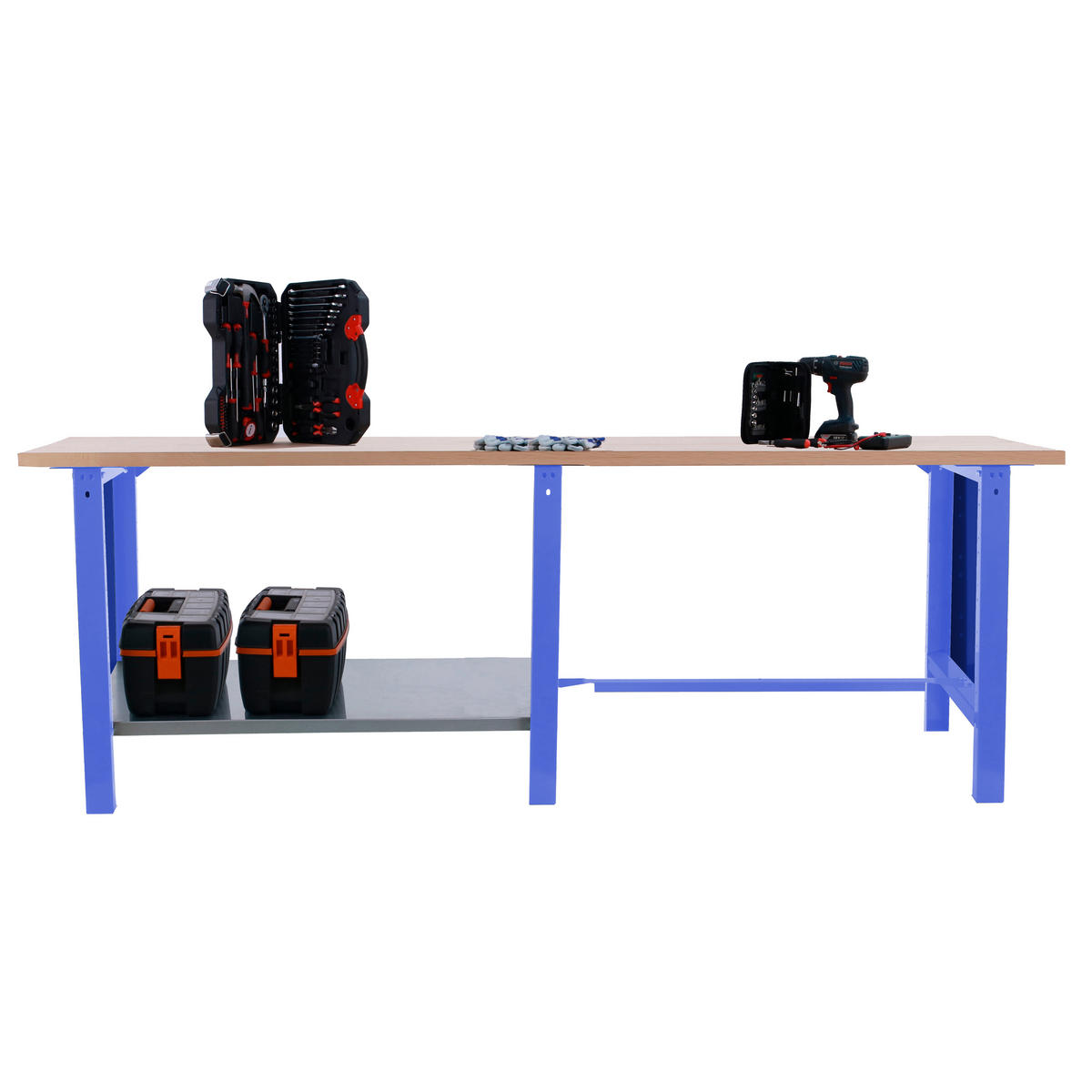 WERKBANK Buffalo Wood HxBxT 86,5 x 210 x 75 cm Traglast 1000 kg Blau - Blau, Metall (210/86.5/75cm) - PROREGAL