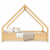 KINDERBETT Hausbett 90x200 cm Kiefer Massivholz Natur mit Lattenrost - Braun, Holz (90/200cm) - Meubliv
