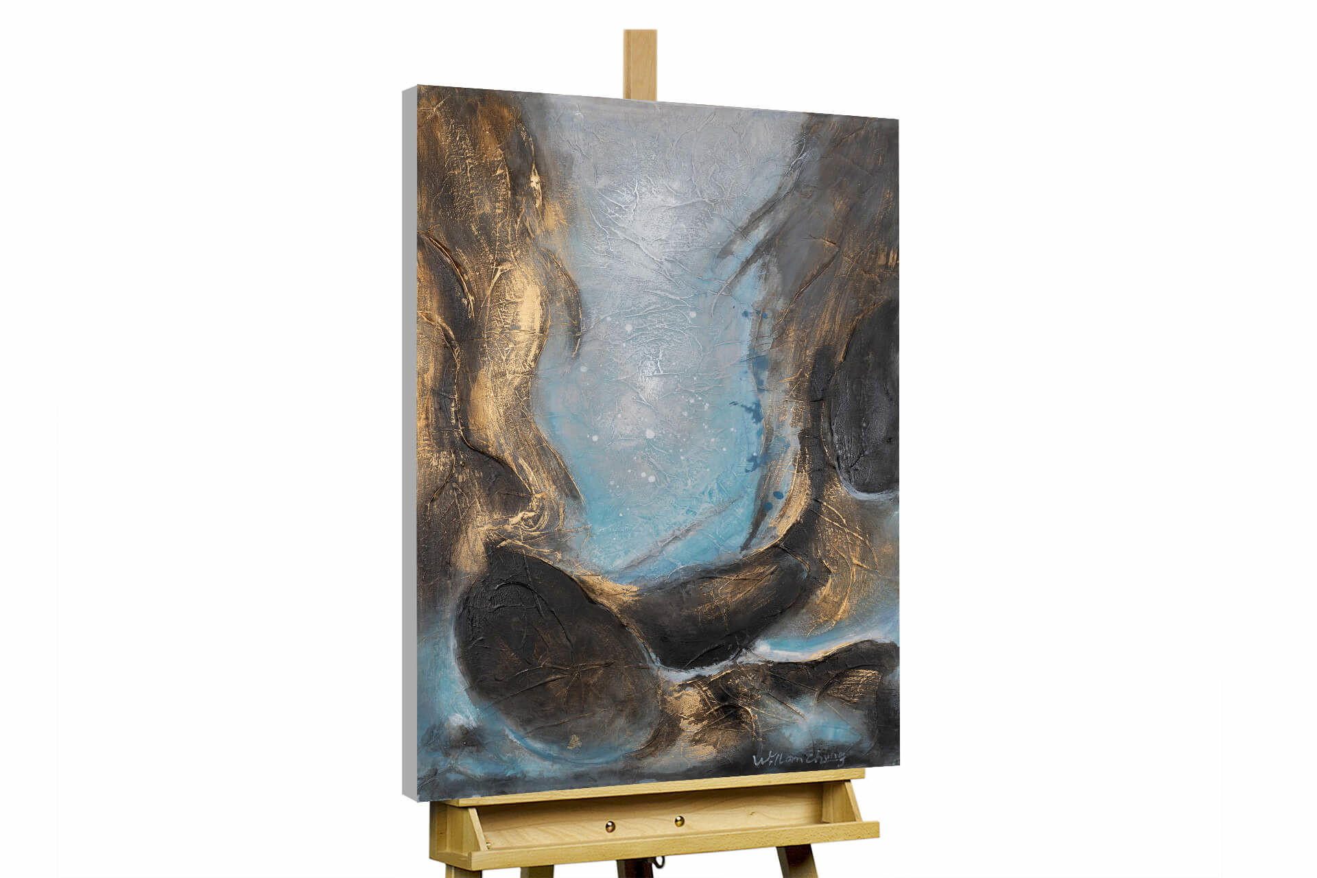 ACRYLBILD HANDGEMALT 60/90 cm - Blau, Holz/Textil (1.8/90cm) - KUNSTLOFT