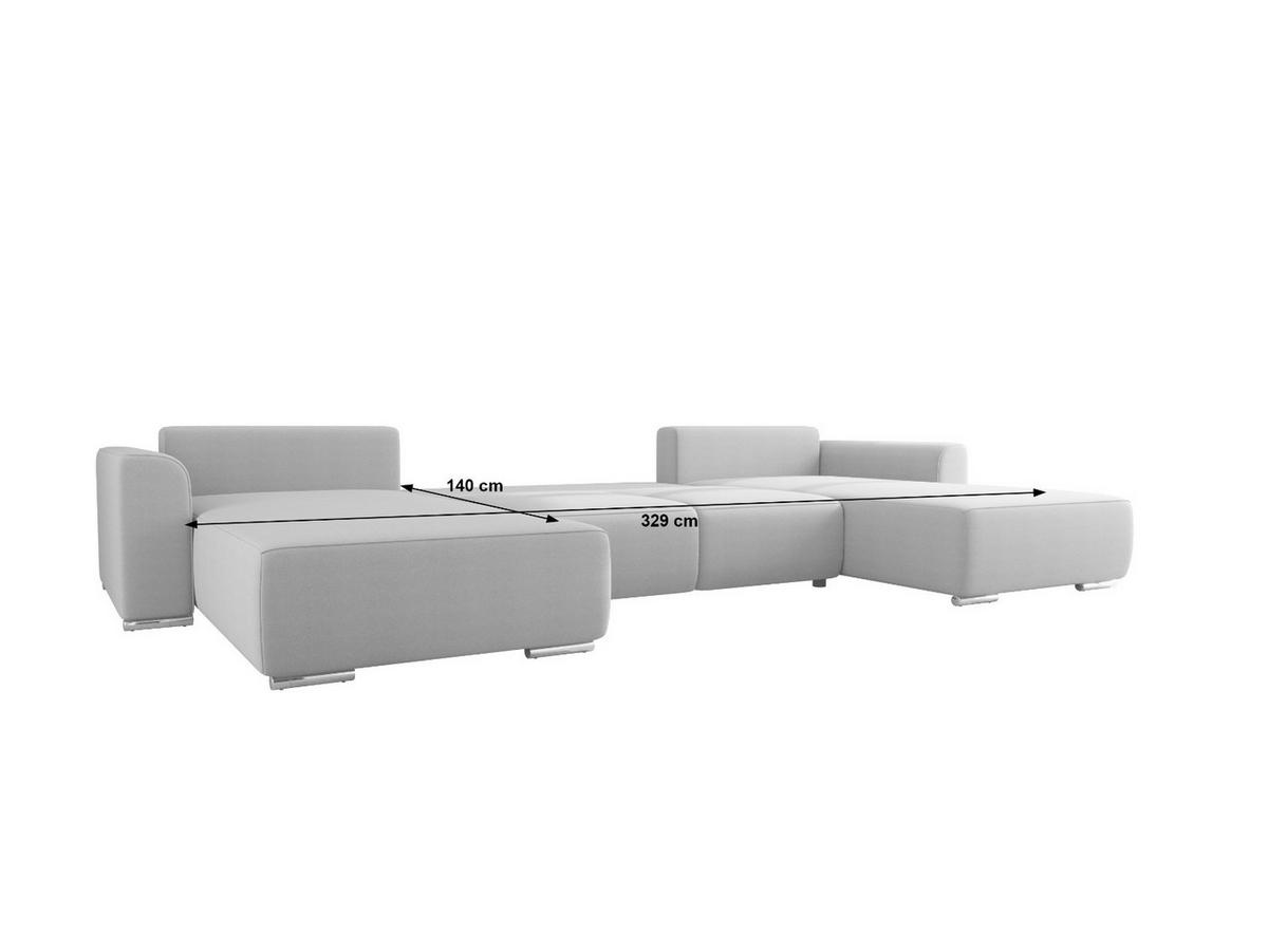 WOHNLANDSCHAFT GUSTO U Monolith 02 mit Schlaffunktion - Creme, Textil (368/85/193cm) - Bedante