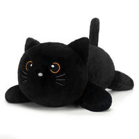 GEWICHTETES Plüschtier schwarze Katze als Kuscheltierkissen - Schwarz, Textil (18/35cm)