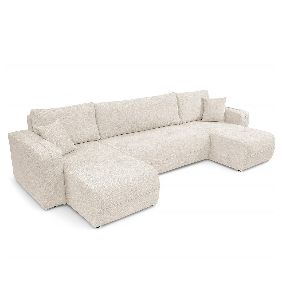 WOHNLANDSCHAFT - Beige/Schwarz, Kunststoff/Textil (312/82/145cm) - home24