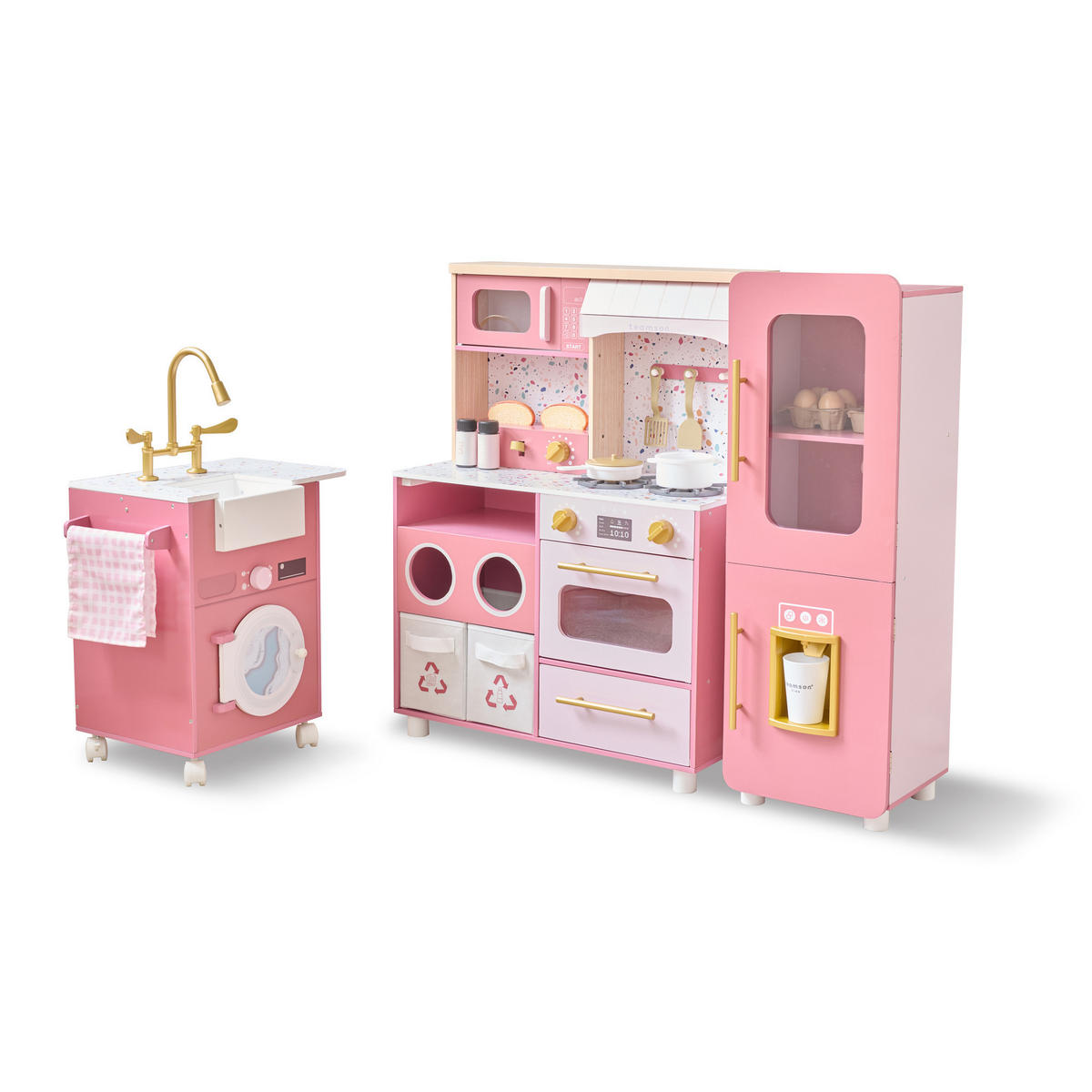 KINDERKUCHE 3-teilige modulare Holz, 89cm, Rosa - Pink, Holzwerkstoff (142/28/89cm) - Teamson Kids