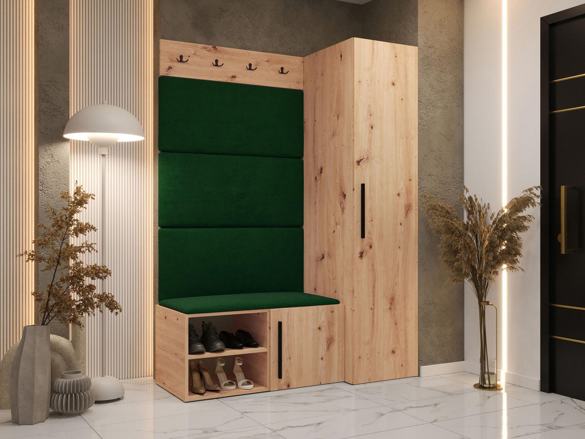 GARDEROBEN-SET Medi II - Schwarz/Eiche Artisan, Holzwerkstoff/Kunststoff (40/191/50cm) - MIRJAN24