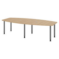 KONFERENZTISCH mittel KT28 130/280/74 cm in Eichefarben/Füße in Graphitfarben - Eichefarben/Graphitfarben, Holzwerkstoff (130/280/74cm) - bümö