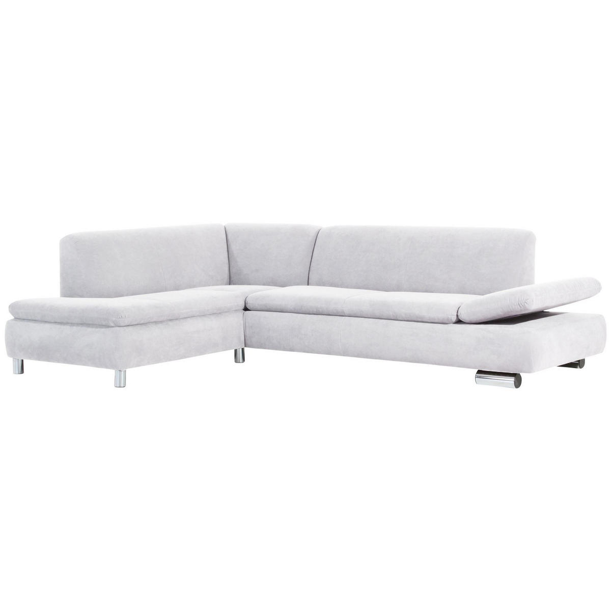 ECKSOFA mit Ottomane links Kaye Bezug Veloursstoff Metallfuß verchromt / creme - Weiß, Kunststoff (190/270cm) - 58aufmkessel