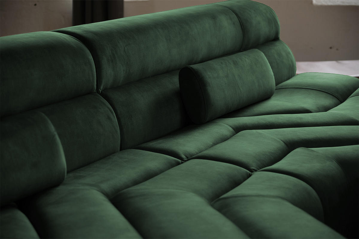 BIG SOFA MIT KISSEN TARA Grün Velvet - Grün, Textil (286/76/143cm) - KAWOLA