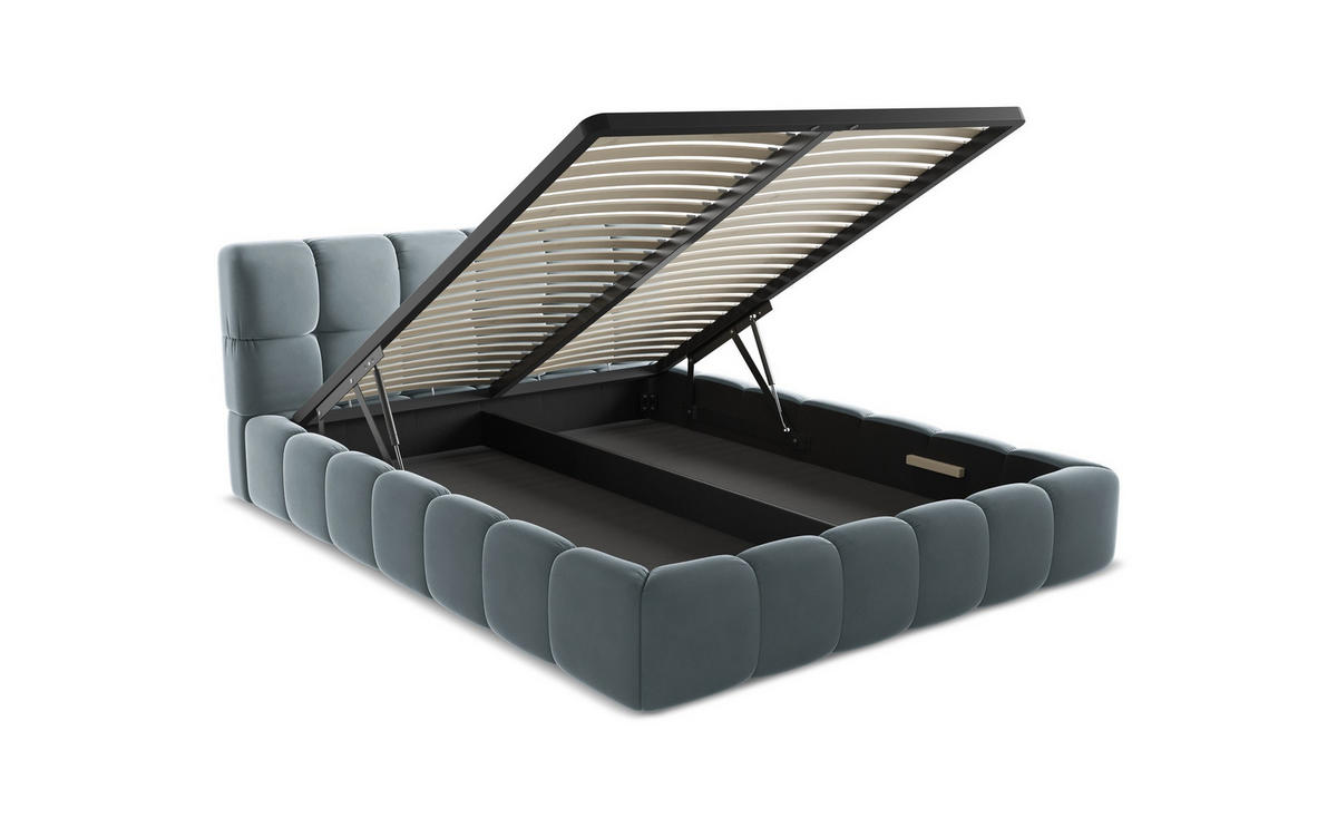 POLSTERBETT mit Bettkasten und Lattenrost 180x225 Creme - Perlmutt/Creme, Kunststoff/Textil (140/200cm) - Makamii