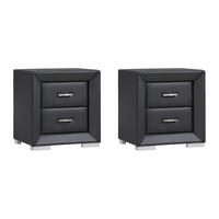 2ER-SET Nachttische mit 2 Schubladen - Kunstleder - Schwarz - CAPITOLE - Schwarz, Leder (51.5/54.5/43cm) - Vente-Unique